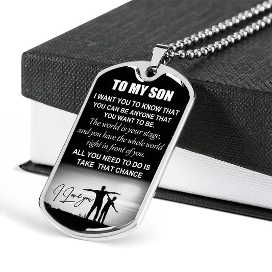 SON DOG TAG, DOG TAG FOR SON, NECKLACE GIFT FOR SON, FATHER AND SON DOG TAG-12