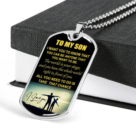 SON DOG TAG, DOG TAG FOR SON, NECKLACE GIFT FOR SON, FATHER AND SON DOG TAG-13