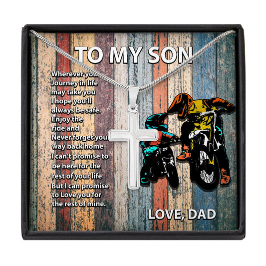 Son Necklace, Biker�s Son Gift To My Son - Personalized Brother Cross Necklace Gift