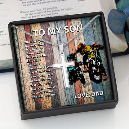 Son Necklace, Biker�S Son Gift To My Son “ Personalized Brother Cross Necklace Gift