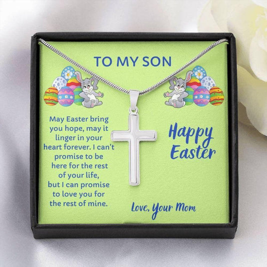 Son Necklace, Easter Gift For Son, Cross Necklace For Son From Mom, Message Card For Son