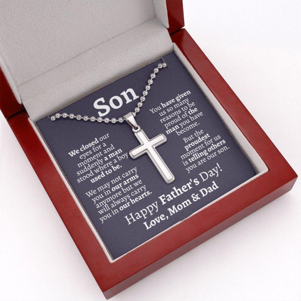 Son Necklace, Fathers Day Gift For Son, To Son From Mom Fathers Day Gift, Son Cross Necklace For Father’S Day