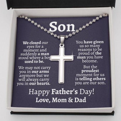 Son Necklace, Fathers Day Gift For Son, To Son From Mom Fathers Day Gift, Son Cross Necklace For Father's Day