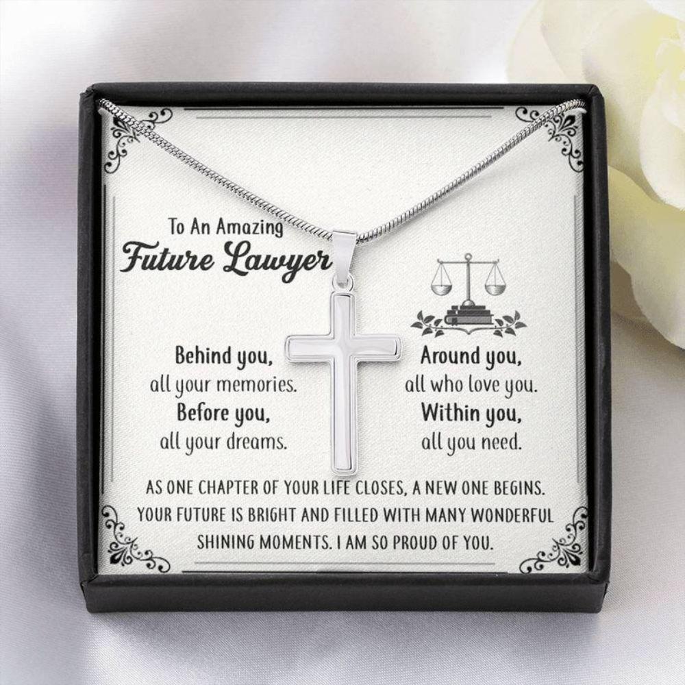 Son Necklace, Law Student Gift For Men, Male Future Lawyer Cross Necklace, Future Lawyer Birthday Necklace, Law Graduate Gift Necklace For Son, Grandson