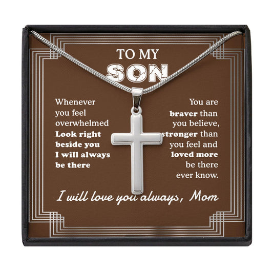 Son Necklace, To My Son Gift From Mom - Necklace For Son Birthday Christmas Cross Necklace