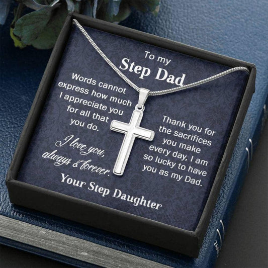 Bonus Dad Necklace, Step Dad Fathers Day Gift Necklace, Gift For Bonus Dad From Step Daughter