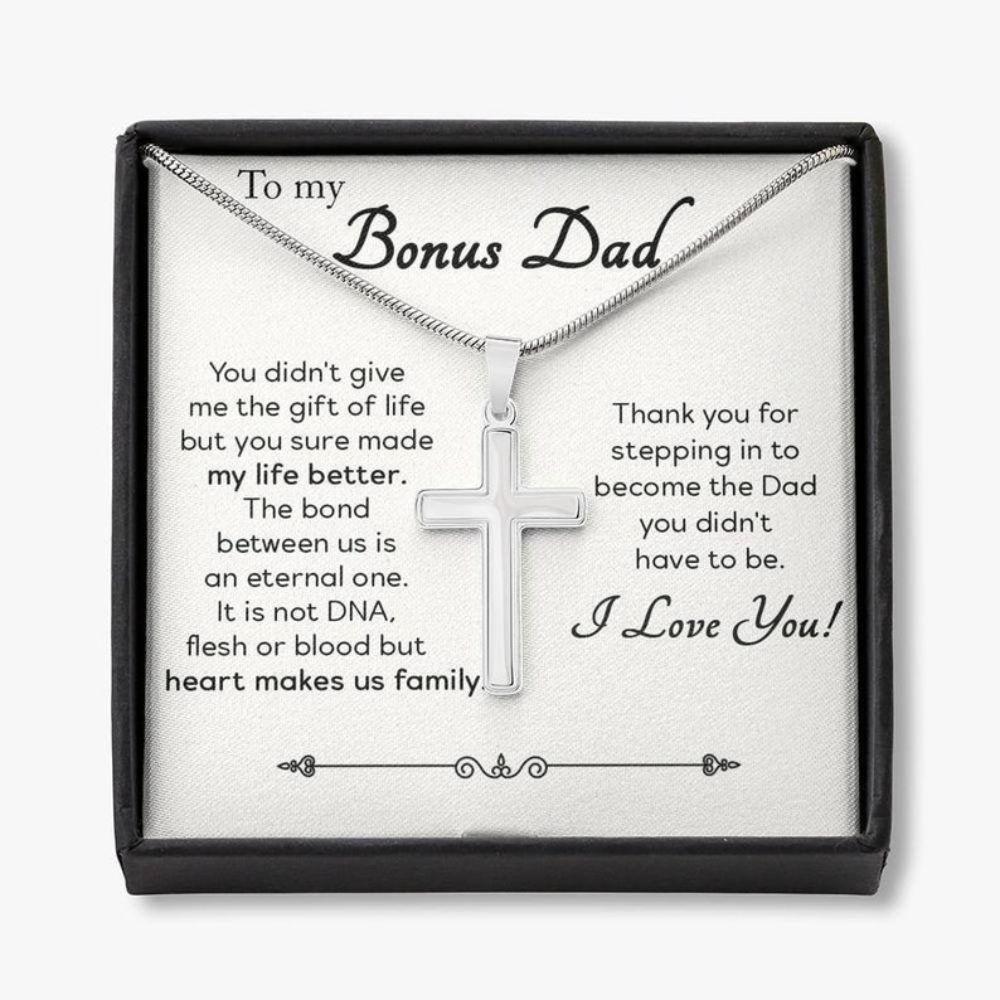 Stepdad Necklace, Bonus Dad Gift, Gift For Stepdad, Father's Day Stepdaddy Gift, Fathers Day Necklace For Stepdad, Stepdad Cross Necklace.