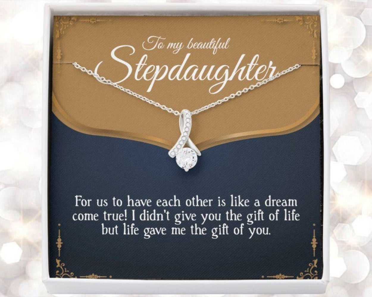 Stepdaughter Necklace Gift From Stepmother,  Bonus Daughter Wedding Day Necklace
