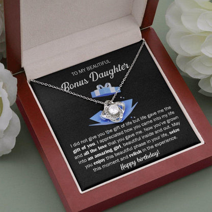Stepdaughter Necklace, Happy Birthday Necklace For My Bonus Daughter, Bonus Daughter Necklace On Birthday, Stepdaughter Birthday Necklace