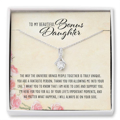 Stepdaughter Necklace, To My Beautiful Bonus Daughter - Alluring Beauty Necklace
