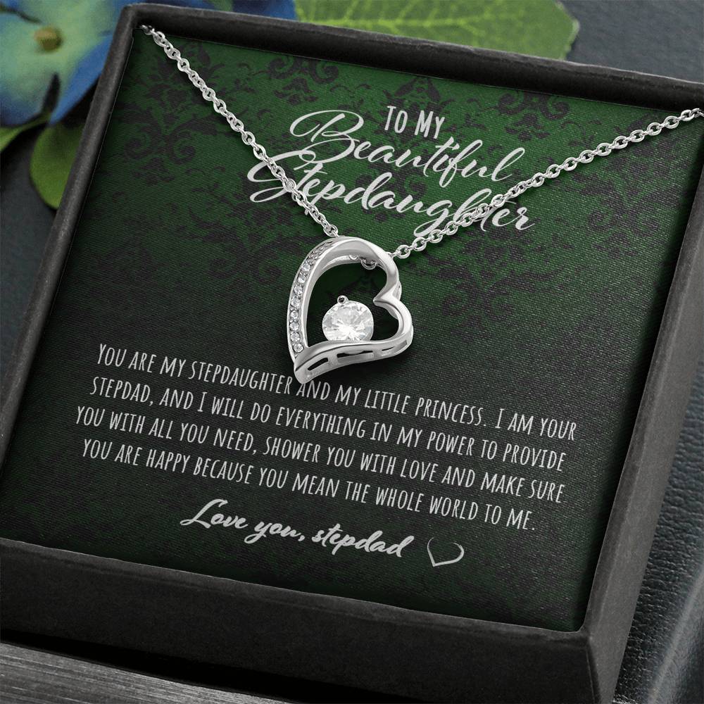 Stepdaughter Necklace, To My Beautiful Stepdaughter From Stepdad “ Heart Necklace