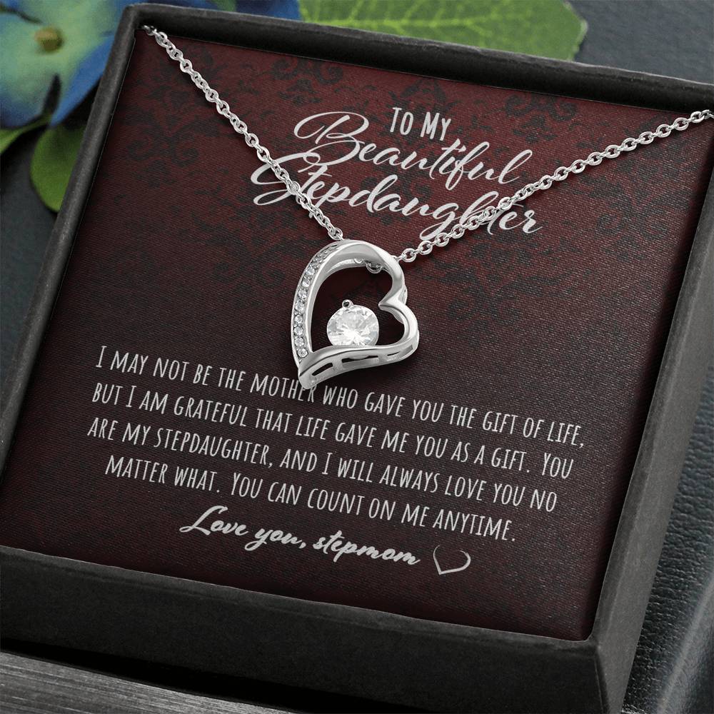 Stepdaughter Necklace, To My Beautiful Stepdaughter From Stepmom “ Heart Necklace