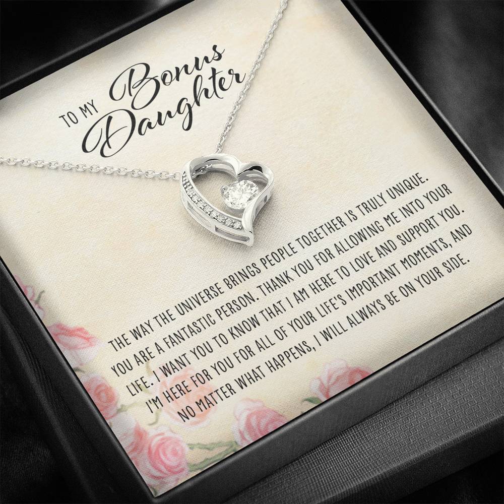 Stepdaughter Necklace, To My Bonus Daughter “ Forever Love Necklace