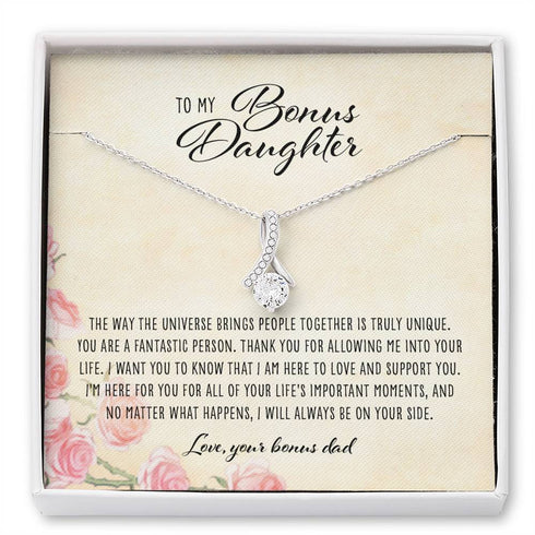 Stepdaughter Necklace, To My Bonus Daughter From Bonus Dad - Alluring Beauty Necklace