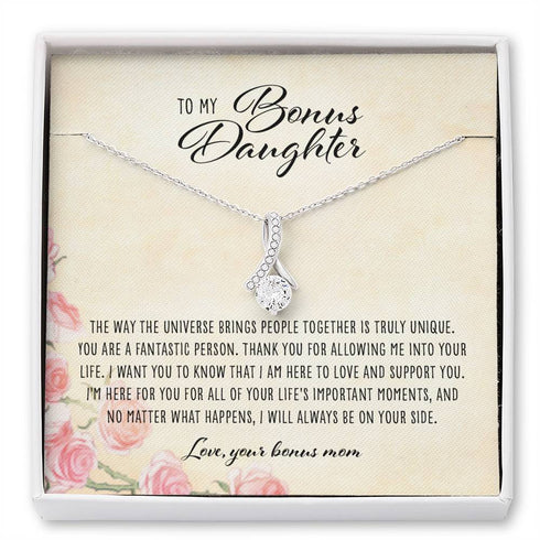 Stepdaughter Necklace, To My Bonus Daughter From Bonus Mom - Alluring Beauty Necklace