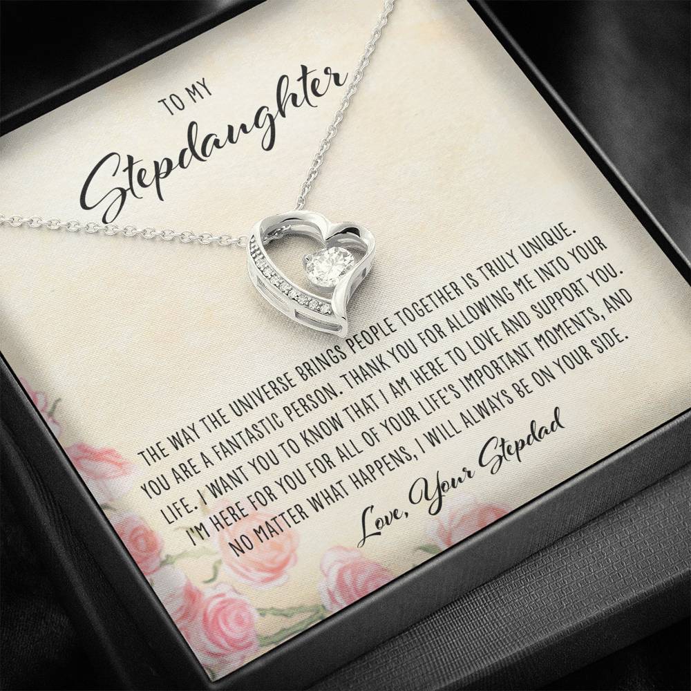 Stepdaughter Necklace, To My Stepdaughter From Stepdad “ Forever Love Necklace