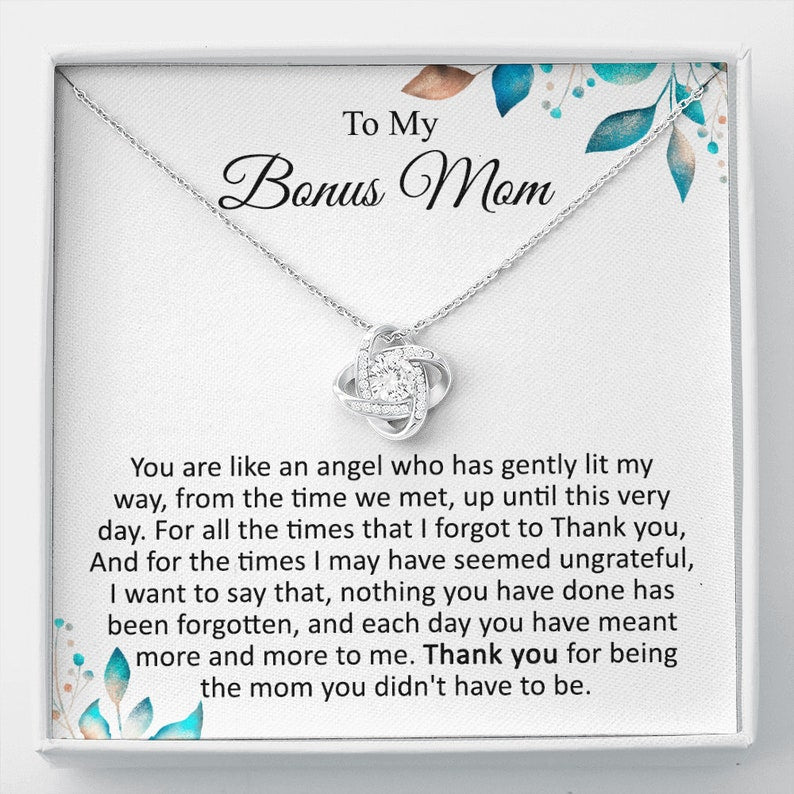 Stepmom Necklace, Bonus Mom Necklace, Bonus Mom Gift For Christmas, Birthday & Mother's Day | Step Mom Card From Daughter / Son, Step Mom Wedding Gift