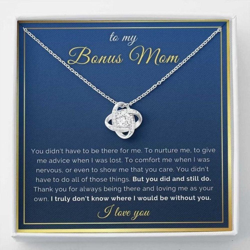 Stepmom Necklace From Daughter Or Son, Bonus Mom Gift For Mother's Day Birthday Or Christmas, Message Card To Stepmom & Second Mum