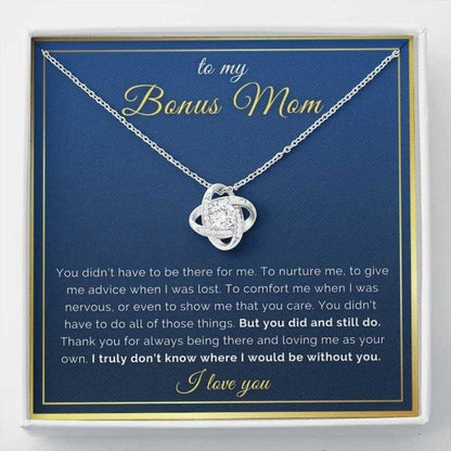Stepmom Necklace From Daughter Or Son, Bonus Mom Gift For Mother’S Day Birthday Or Christmas, Message Card To Stepmom & Second Mum