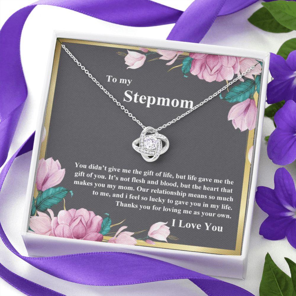 Stepmom Necklace, Gift For Step Mom From Step Daughter, Life Gave Me The Gift Of You Love Knot Necklace