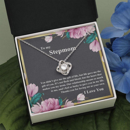 Stepmom Necklace, Gift For Step Mom From Step Daughter, Life Gave Me The Gift Of You Love Knot Necklace