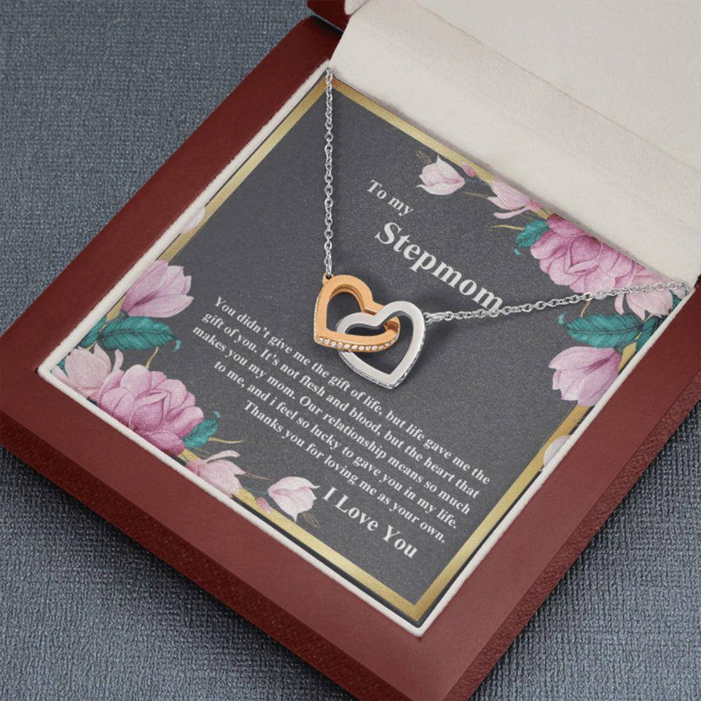 Stepmom Necklace, Gift For Stepmom From Step Daughter, Life Gave Me The Gift Of You Interlocking Necklace
