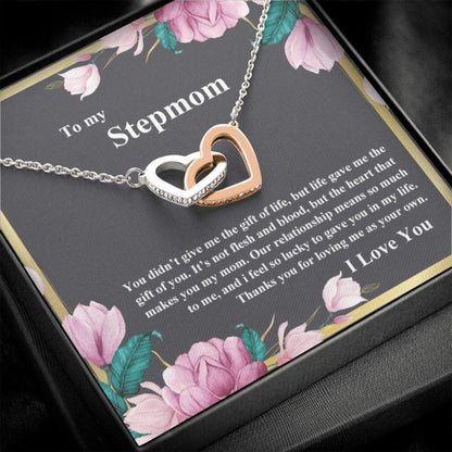 Stepmom Necklace, Gift For Stepmom From Step Daughter, Life Gave Me The Gift Of You Interlocking Necklace