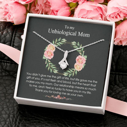 Stepmom Necklace, Gift For Unbiological Mom From Daughter Son, Thank You For Loving Me As Your Own Alluring Necklace