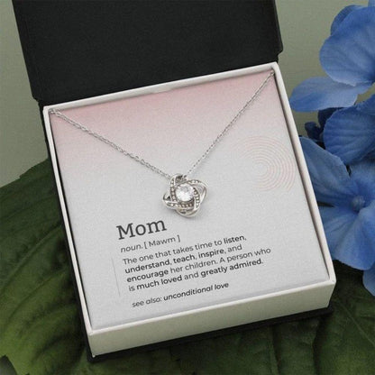 Stepmom Necklace, Mom Definition Jewelry With Message Card - Love Knot Necklace For Mom