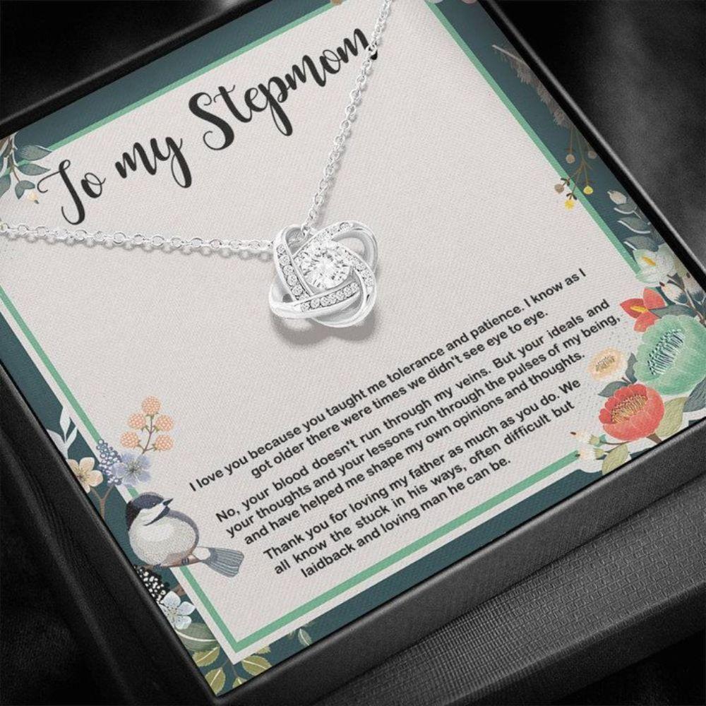 Stepmom Necklace, Mothers Day Necklace To My StepMom Necklace Thank You For Loving My Father As Much As You Do Love Knot Necklace