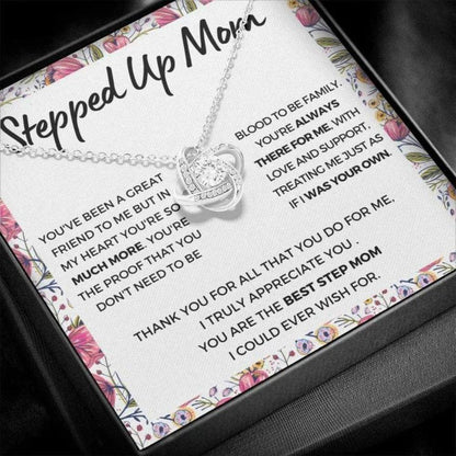 Stepmom Necklace, Stepped Up Mom Special Present For Mothers Day Necklace From Stepdaughter, From Stepson