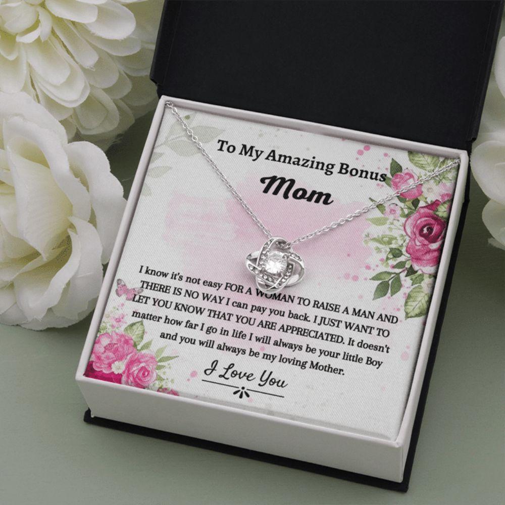 Stepmom Necklace, To My Amazing Bonus Mom “ Love Knot Necklace