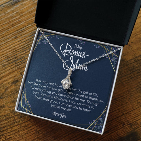 Stepmom Necklace, To My Bonus Mum Gift Alluring Beauty Necklace Meaningful Message Card Inside Step Mum Gift From Step Child To Stepmother