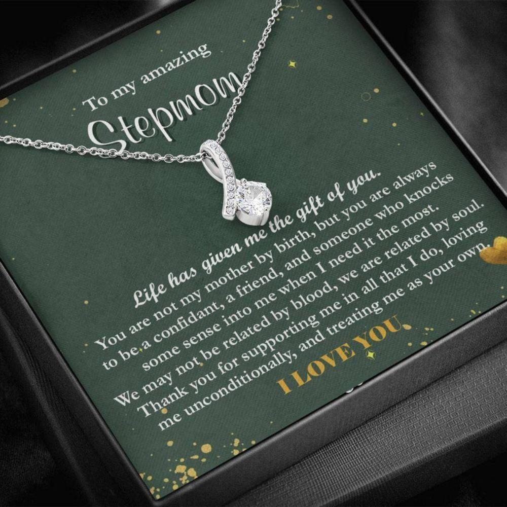 Stepmom Necklace, To My Stepmom From Stepdaughter, Bonus Mom Gift Necklace, Thank You For Bonus Mom, Birthday Necklace, Christmas Necklace, Stepmom Appreciation Gift