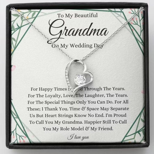 Grandmother Necklace, To Grandma On My Wedding Day Necklace, Gift For Grandmother Of The Bride From Granddaughter Bride