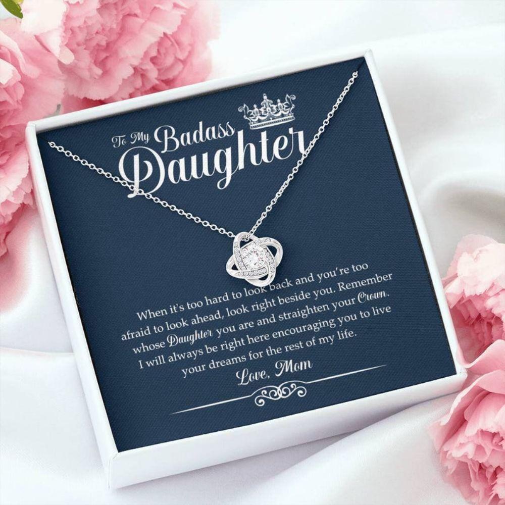 Daughter Necklace, To My Badass Daughter Necklace “ Remember Whose Daughter You Are And Straighten Your Crown