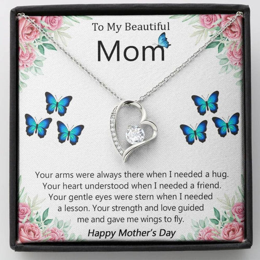 Mom Necklace, To My Beatiful Mom Necklace Mother’S Day Butterfly Gift, Gift For Mom