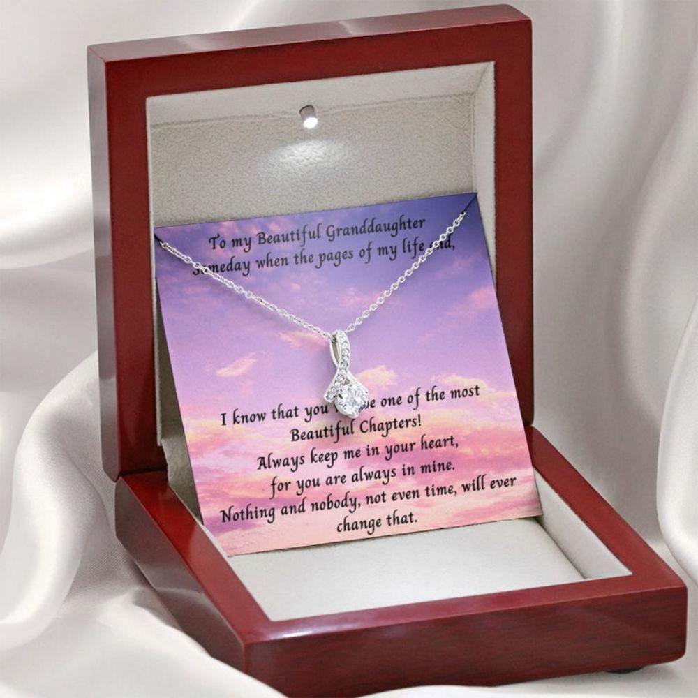 Granddaughter Necklace, To My Beautiful Granddaughter Necklace Gift “ Someday When The Pages Of My Life End Rakva