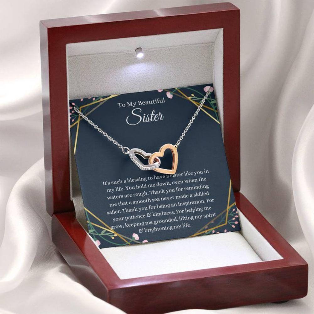 Sister Necklace, To My Beautiful Sister Necklace, Birthday Christmas Gift For Little Sister Big Sister