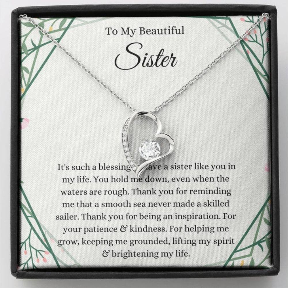 Sister Necklace, To My Beautiful Sister Necklace Gift, Christmas Birthday Gift To Little Sister Big Sister