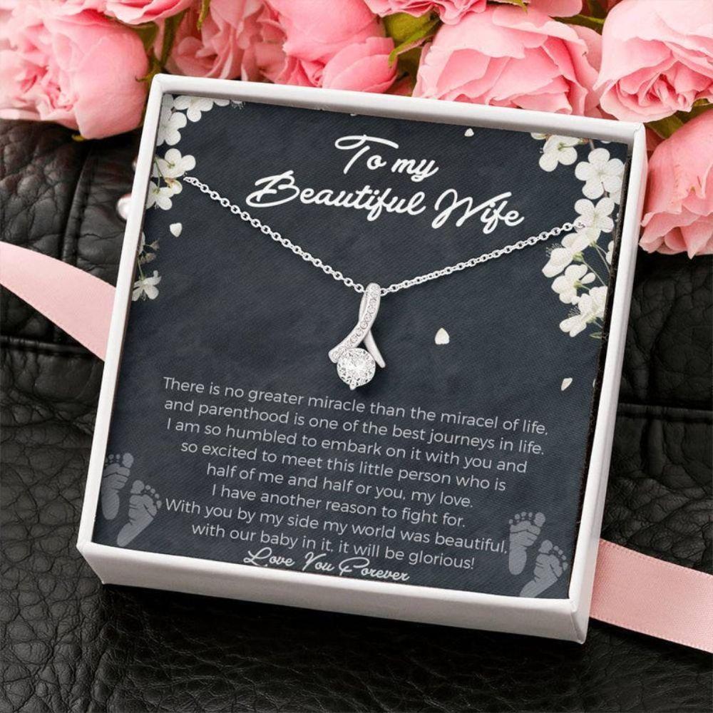 Wife Necklace, To My Beautiful Wife On Our Miracle Necklace “ Gift For Wife “ I Love My Wife