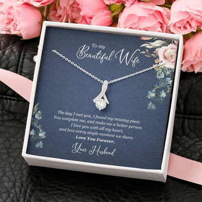 Wife Necklace, To My Beautiful Wife You Complete Me Necklace, Wife Anniversary Gift, Eternal Love