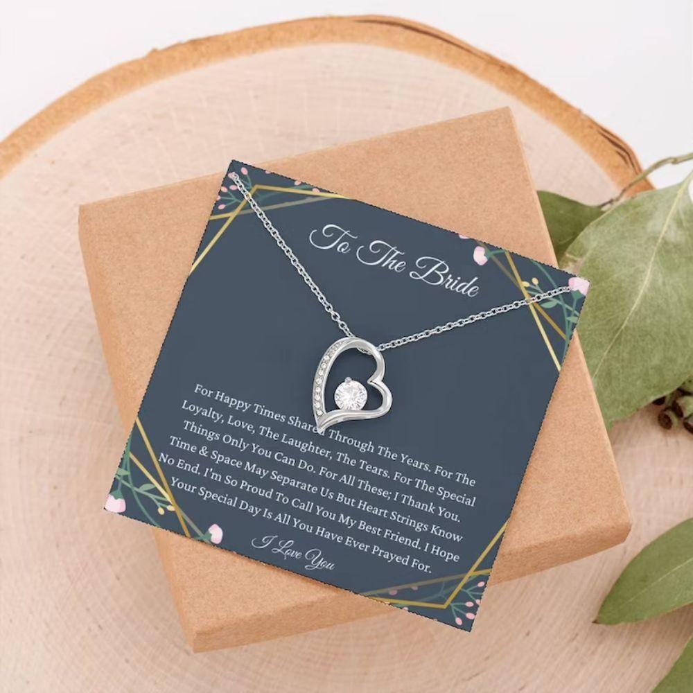 Friend Necklace, To My Best Friend On Your Wedding Day Necklace Gift, To Bride Necklace For Friend’S Wedding Day