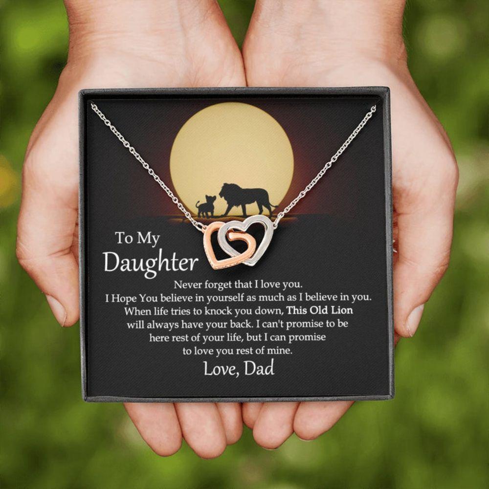 Daughter Necklace, To My Daughter Necklace, This Old Lion Will Always Have Your Back, Love Dad