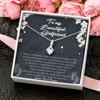 Girlfriend Necklace, To My Girlfriend On Our Miracle Necklace “ Girlfriend Necklace Gift From Boyfriend