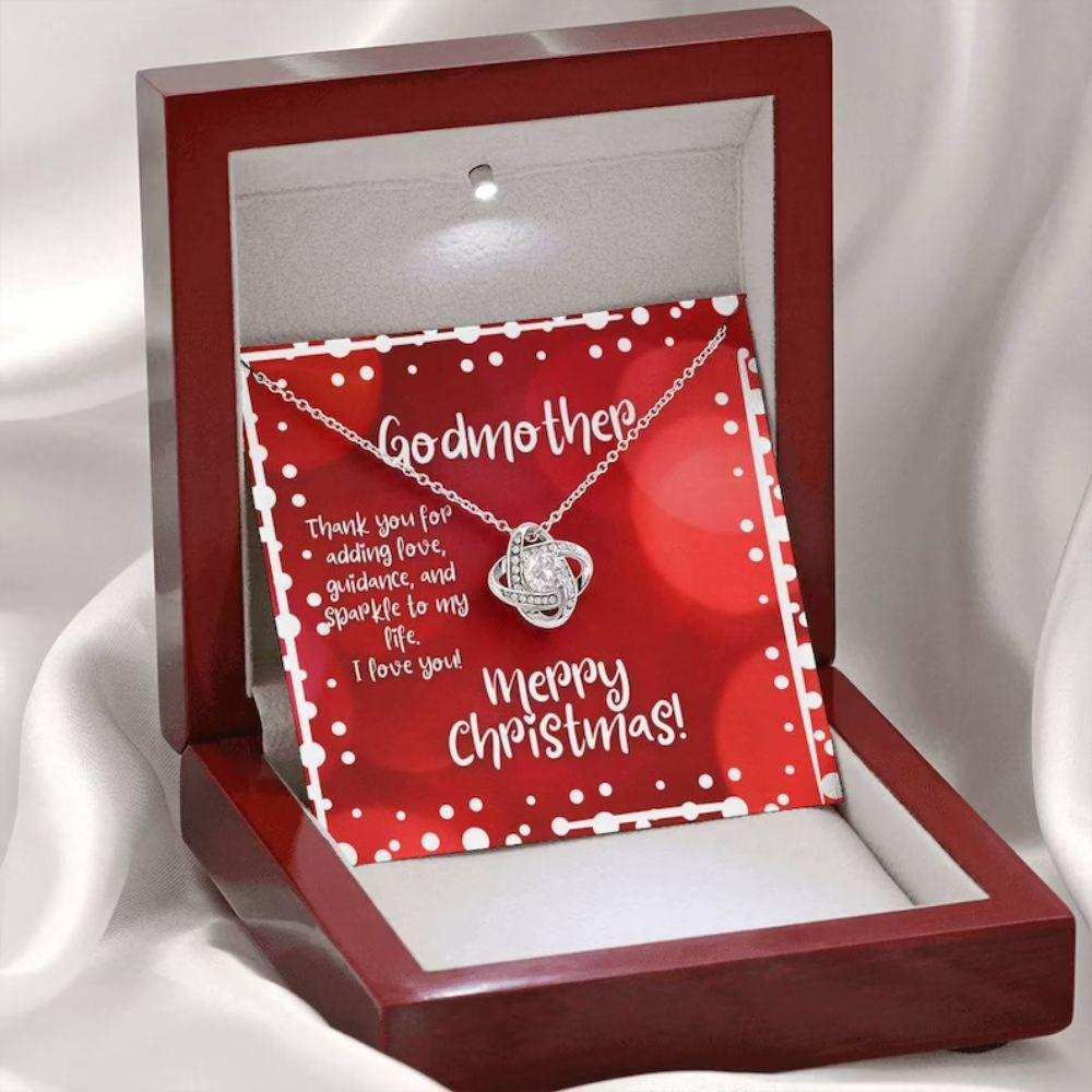 Godmother Necklace, To My Godmother Necklace Gift “ Merry Christmas Sparkle Card Necklace