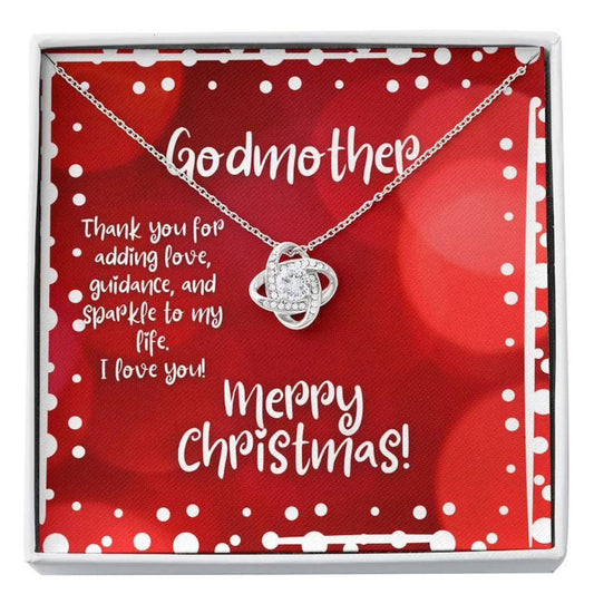 Godmother Necklace, To My Godmother Necklace Gift “ Merry Christmas Sparkle Card Necklace
