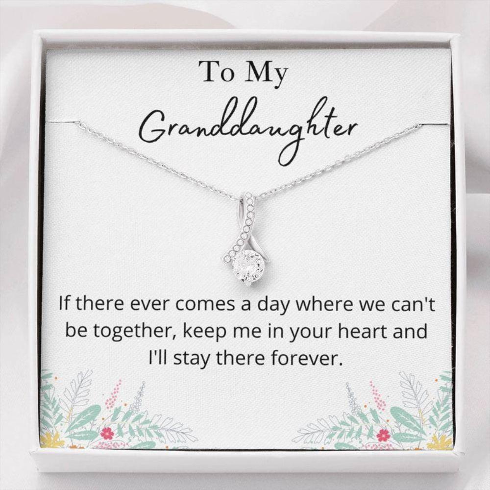 Granddaughter Necklace, To My Granddaughter Necklace Gift, Keep Me In Your Heart Petit Ribbon Necklace
