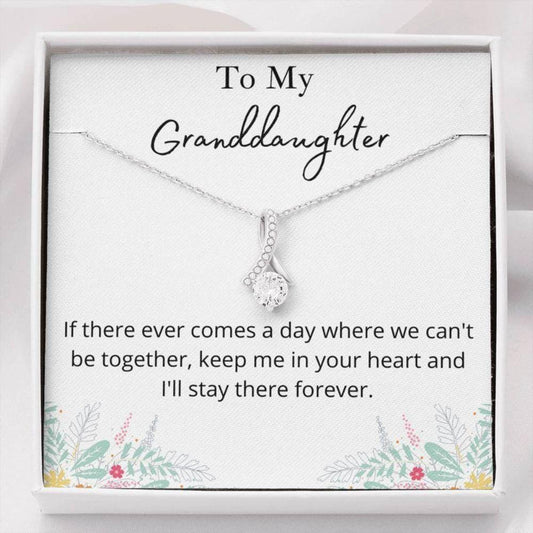 Granddaughter Necklace, To My Granddaughter Necklace Gift, Keep Me In Your Heart Petit Ribbon Necklace Rakva