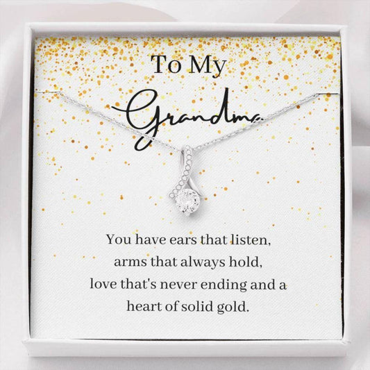Grandmother Necklace, To My Grandma Necklace Gift, Heart Of Gold, Petit Ribbon Necklace Rakva